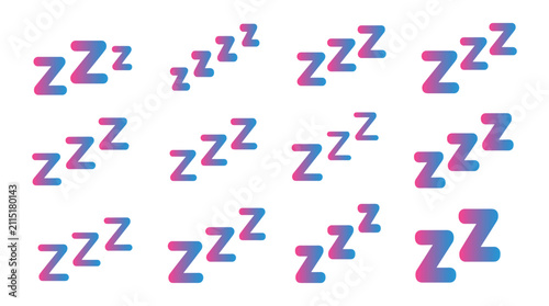 Εκτύπωση καμβά Zzz Sleep Iconography: A collection of Zzz symbols, representing sleep or rest, rendered in a gradient of pink and blue, evoking a sense of calm and tranquility