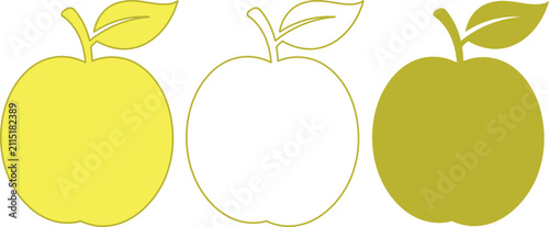 Konstfotografi Fresh apple fruit silhouette set with leaf on transparent bg.