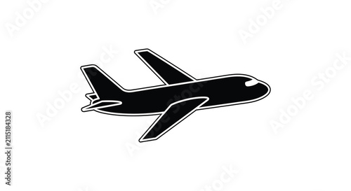 Airplane icon silhouette on white background plane flight