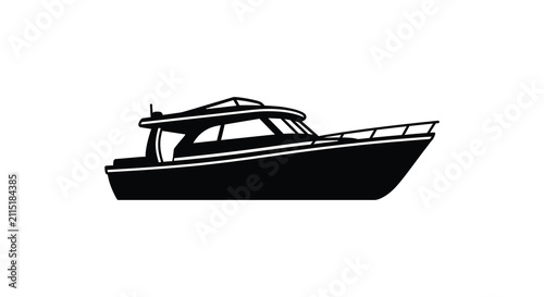 Tableau sur toile Motorboat silhouette boat watercraft vessel marine transport