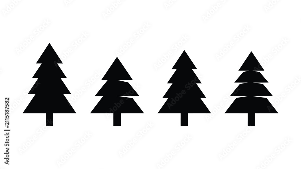 Obraz premium Four stylized christmas trees in a row