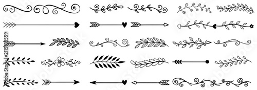 Collection of hand-drawn decorative flourishes and arrows