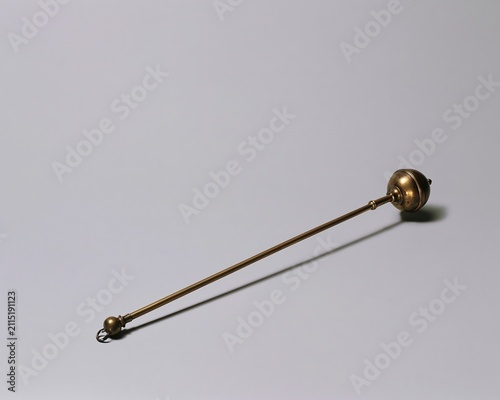 Golden Stick Pin with Round Top and Chain Loop