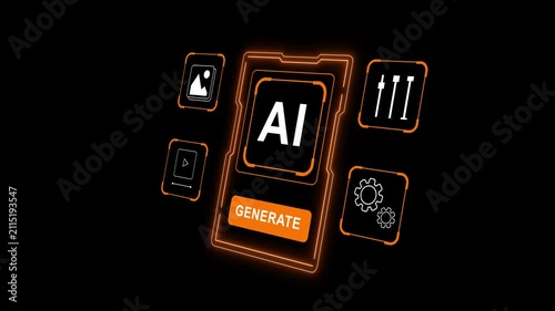 Harnessing ai technology for creative content generation at home office digital workspace interactive media modern environment close-up view innovation in productivity. neon tool animation.