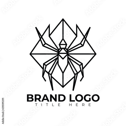 Geometric Spider Line Art Logo Vector Illustration
