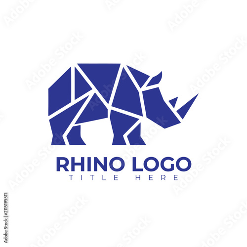 Polygonal rhinoceros head facing left icon with rhinoceros geometric wildlife