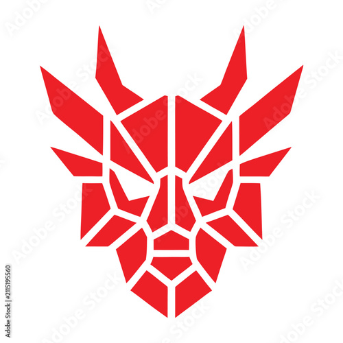 Dragon head geometric polygonal logo vector icon design template