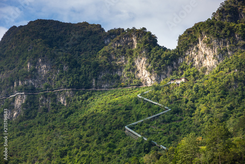 Cuadro en lienzo Winding staircase to viewpoint on remote mountain in Vietnam