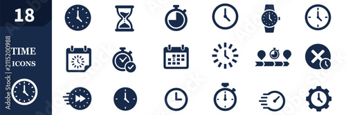 Foto Time Management Icon Set With Clock, Timer, Calendar, Schedule and Deadline Symb