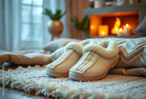 Cozy cream colored slippers...