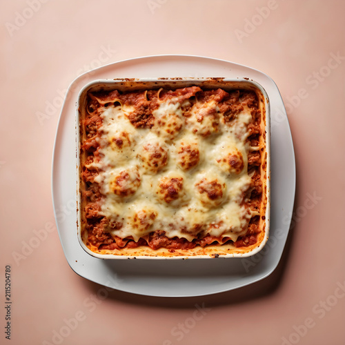 Baked lasagna with melted m...
