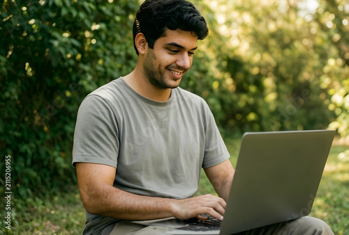 Smiling young man working r...