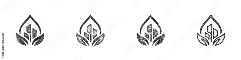 Obraz premium Sketch black and white resort development company logo design set