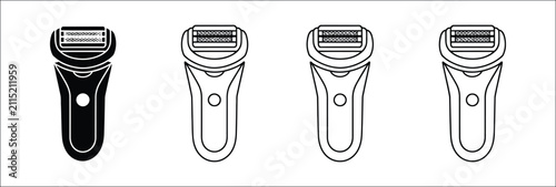 Canvastavla Woman electric epilator icon pack, linear and clipart style personal grooming device collection, beauty and hair removal symbols, editable minimalist graphics, isolated on white background, vector