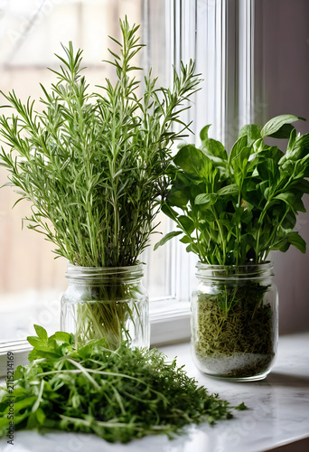 Fresh rosemary and basil he...