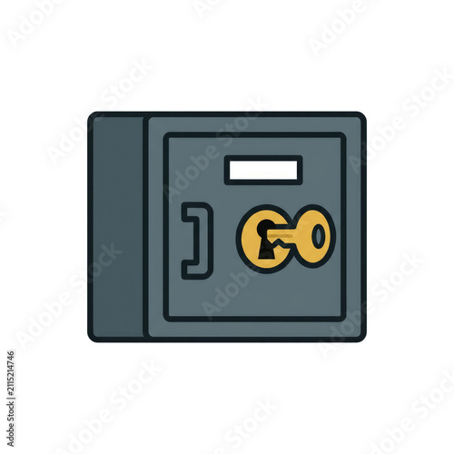 Bank safe deposit box vault security icon