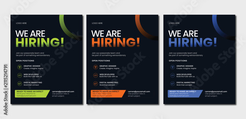 Hiring Recruitment Poster Template Modern Corporate Job Vacancy Vector Design