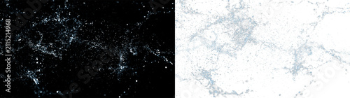 Quadro su tela Water splashes on a transparent background with details of bubbles and liquid mo