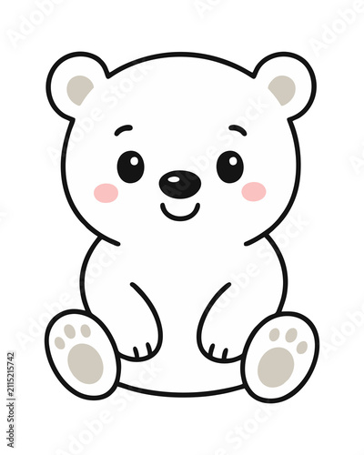 Cute Polar Bear Cartoon Kawaii Vector Illustration