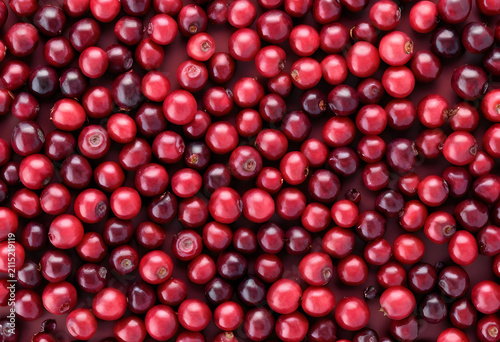 Fresh red cranberries scatt...