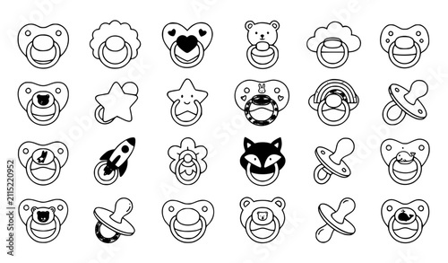 Canvastavla Cute Hand Drawn Baby Pacifier Doodle Vector Illustration