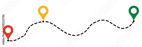 Route location icon on white background, start and end journey signs symbols vector illustration for navigation map pin and travel app interface.