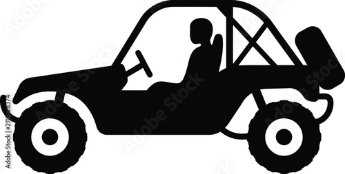 Silhouette vector offroad buggy vehicle with driver side view icon design