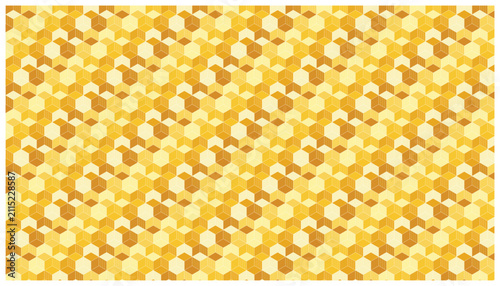 Фотография Abstract geometric pattern of golden hexagons and cubes in a honeycomb arrangement