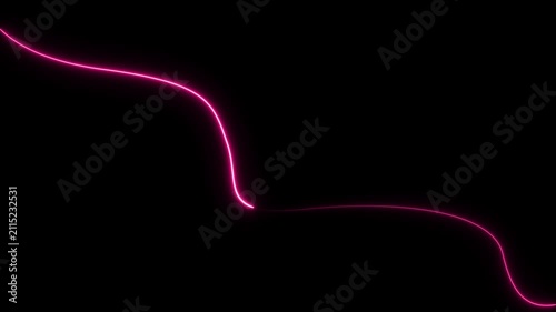 Minimalist pink neon glowing wave line abstract motion background