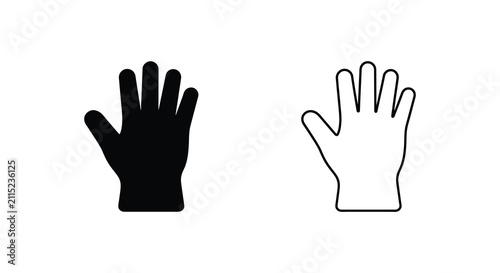 Fotografía Black and white hand glove icons representing contrast and duality on a plain wh