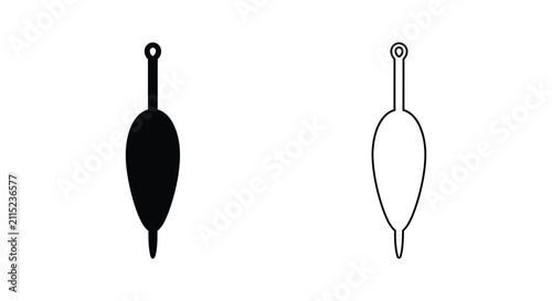 Foto Set of two simple fishing floats showing a solid black silhouette and a clean ou