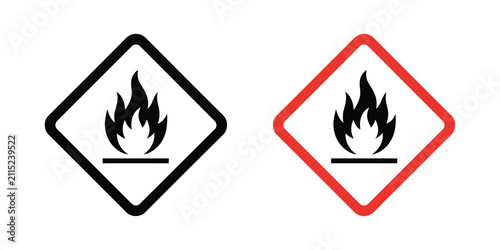 Quadro su tela GHS Flammable Warning Labels for Fire Hazard, Combustible Chemicals, Hazardous M