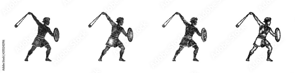 Fototapeta premium Monochrome sketch slinger icon design set
