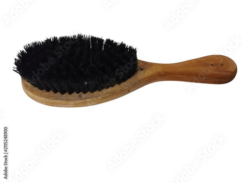 Wooden hair brush with black bristles