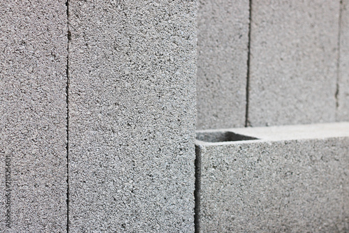 Grey concrete block stack, construction concept