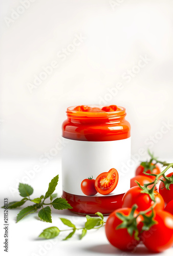 Tomato sauce jar with blank...