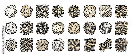 Foto Hand-Drawn Noodles and Pasta Shapes Collection