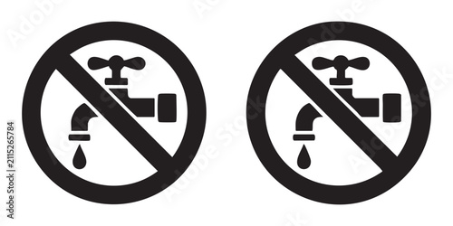 Obraz na płótnie No water tap icon set in flat style vector illustration for water restriction sign