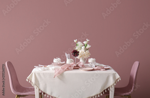 Elegant dining table set wi...