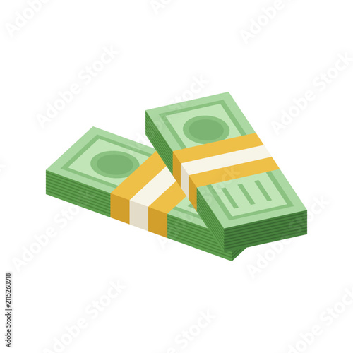 Two stacks of green banknotes showing financial growth and economic concepts