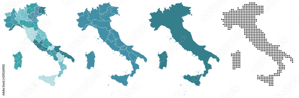 Obraz premium Set maps of Italy