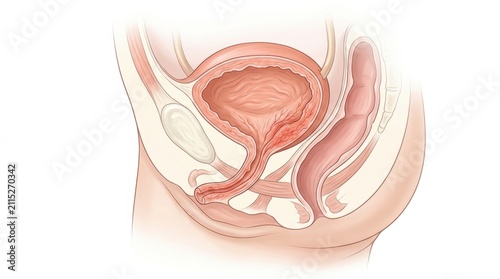 The urinary tract anatomy, highlighting structures involved in urinary tract infections and womens health.