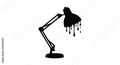 Fotografía A black silhouette of a desk lamp with liquid paint dripping down from the lamps