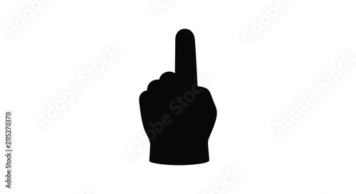 Fotografía Black silhouette of a human hand showing the middle finger as a rude offensive g