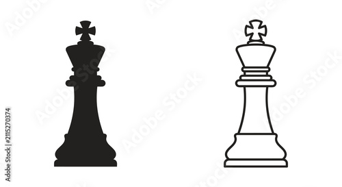 Quadro su tela Black and white chess king pieces isolated on a white background for game design