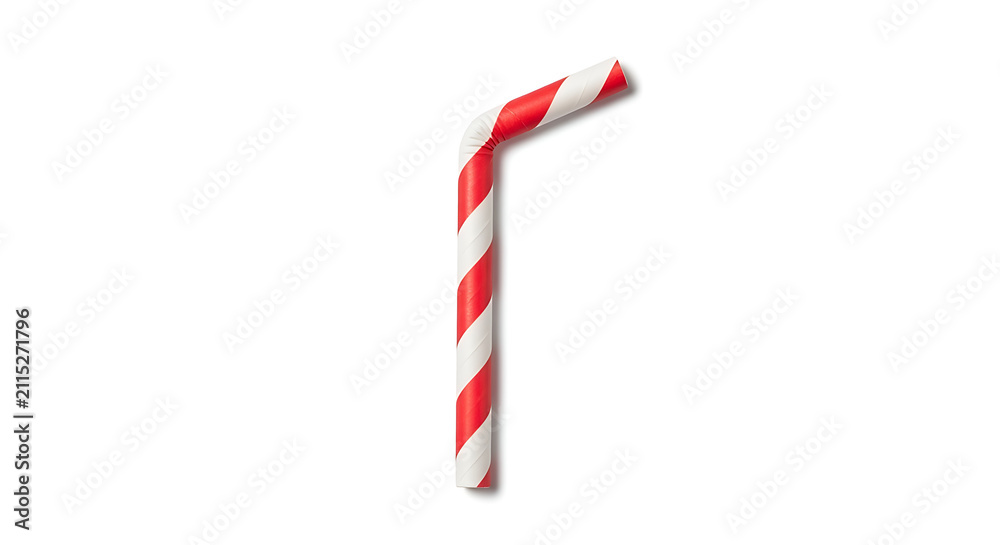 Obraz premium Candy cane shaped straw isolated on transparent background for festive drink presentation
