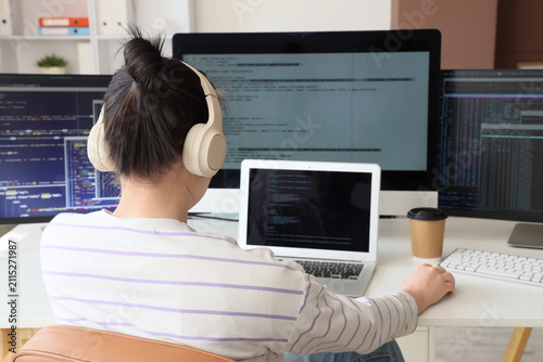 Female programmer with head...