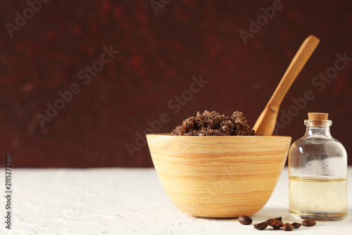 Bowl of coffee body scrub w...