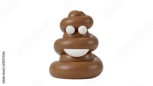 фотографія Isolated Smiling poop emoji icon, funny stylized brown excrement character with