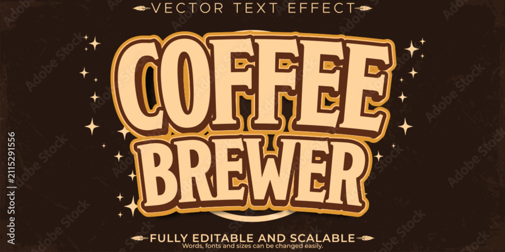 Fototapeta premium Coffee Brewer text effect, editable warm and rustic text style